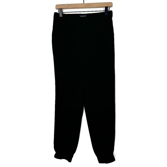 Trouve Nordstrom Women’s Size 4 Small Solid Black Crepe Cropped Jogger Pants - Picture 1 of 8